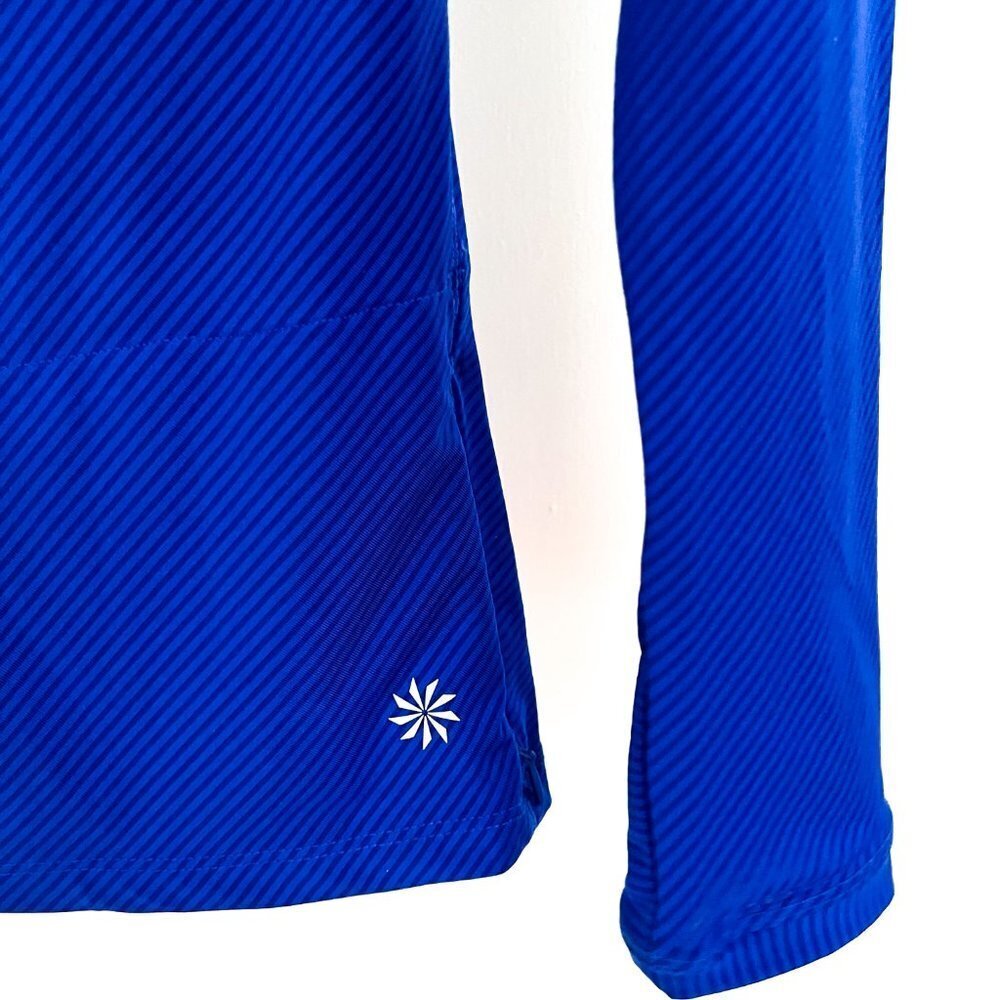 Athleta long sleeve bright blue striped reflective gathered bust line Small - Picture 4 of 10